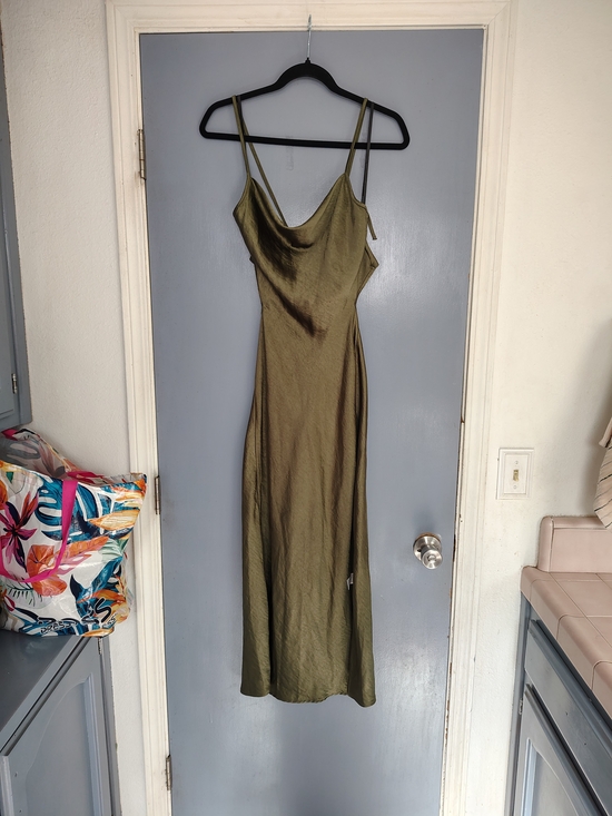 Forever 21 Dresses & Skirts - Forever 21 Olive Slip Maxi Dress with Cowl Neck